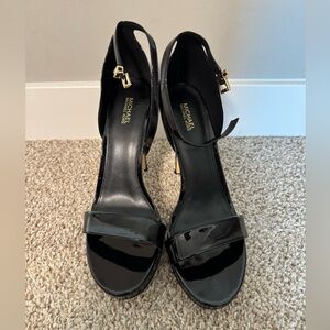 Michael Kors Patent Leather Glossy Black Heels Size 10